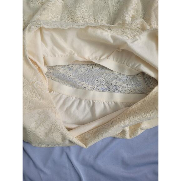 Y2k Sheer Lace Square Neck Long Sleeve Top Size XL Cream Coquette Dainty Boho - Picture 10 of 10